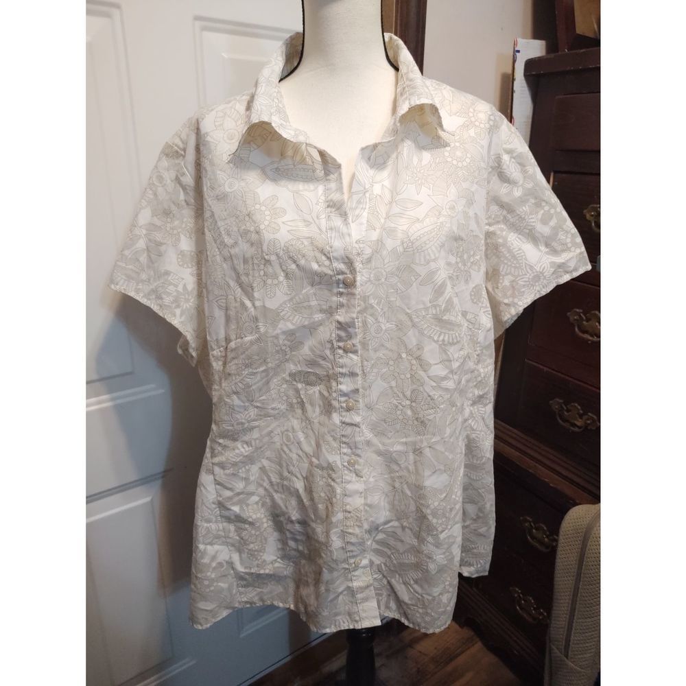 Apostrophe White Button Front Shirt‎ Women's Size 24